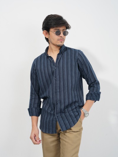 navy blue striped Regular Fit Shirt