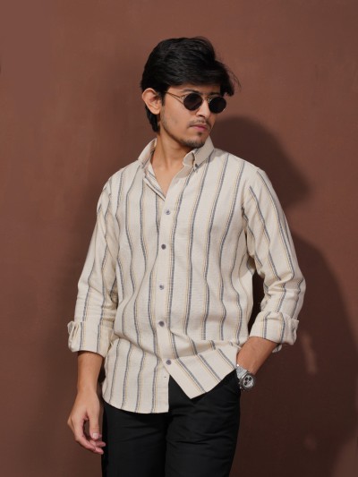 classic button-down shirt with beige black,GSM 200