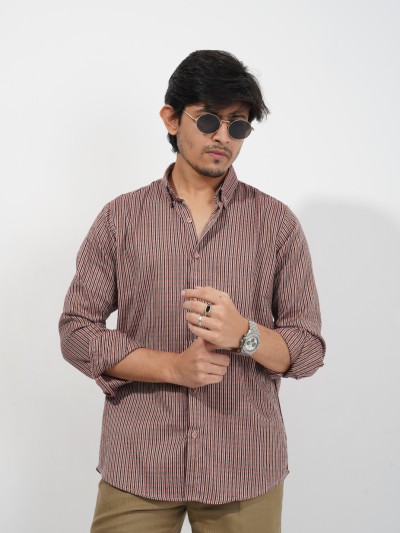 vertical striped button-up shirt